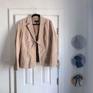 Women's Tan Leather Suede Jacket